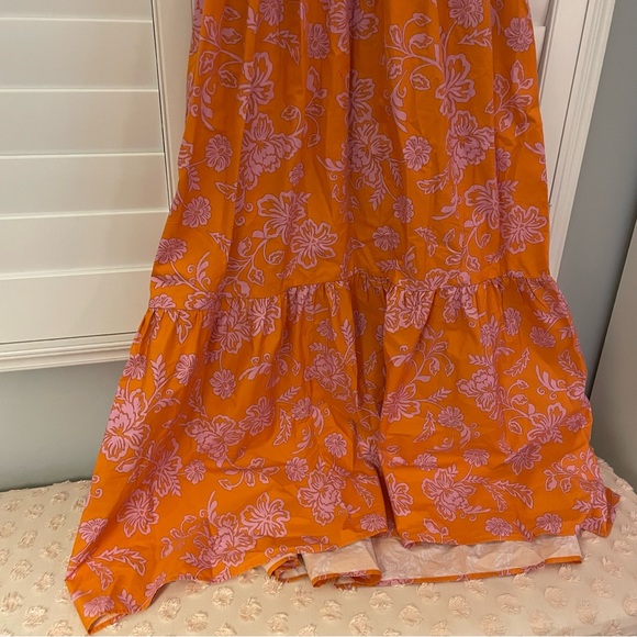 Xirena Larkyn Dress in Tropicana Orange Puff Sleeve Floral Print Midi Dress Med - Picture 10 of 11
